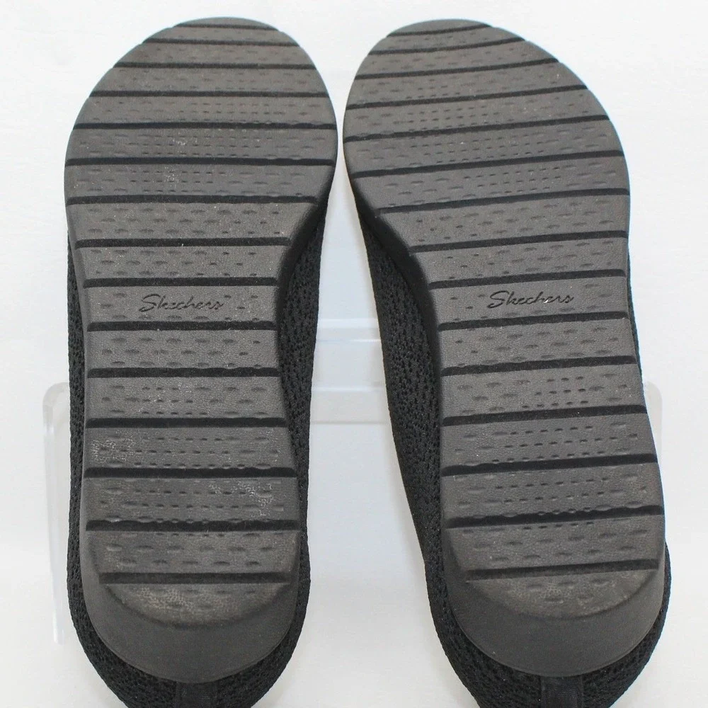 Skechers Stretch Fit Black Knit Slip On Flats Air Cooled‎ Memory Foam Womens 10